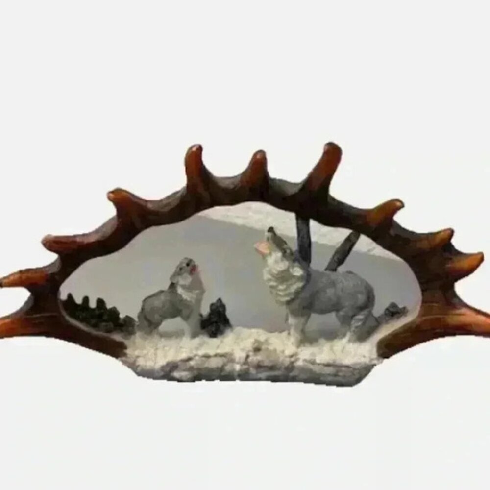 Wolf on Rock Resin Figurine Wildlife‎ Statue -  WOLF pack - Nature
